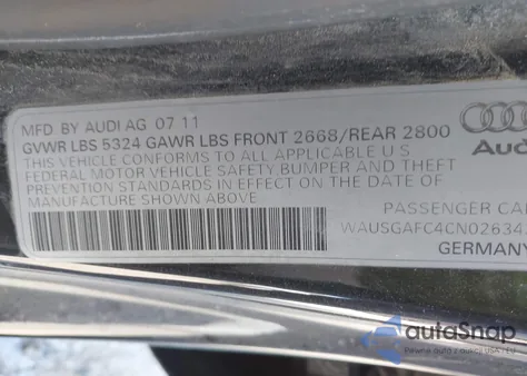 2012 Audi A7 Premium из США, поврежденный, VIN WAUSGAFC4CN026343